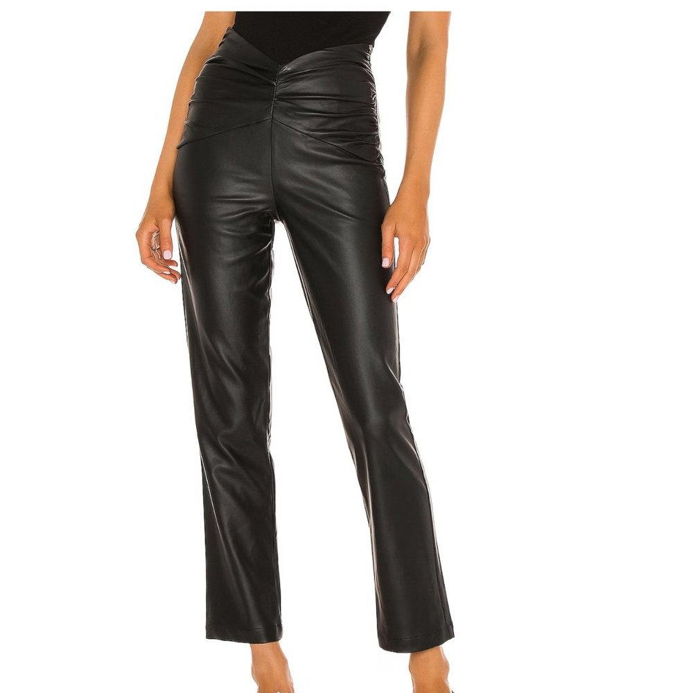 NBD Sophia Pants Black Rayon Leather